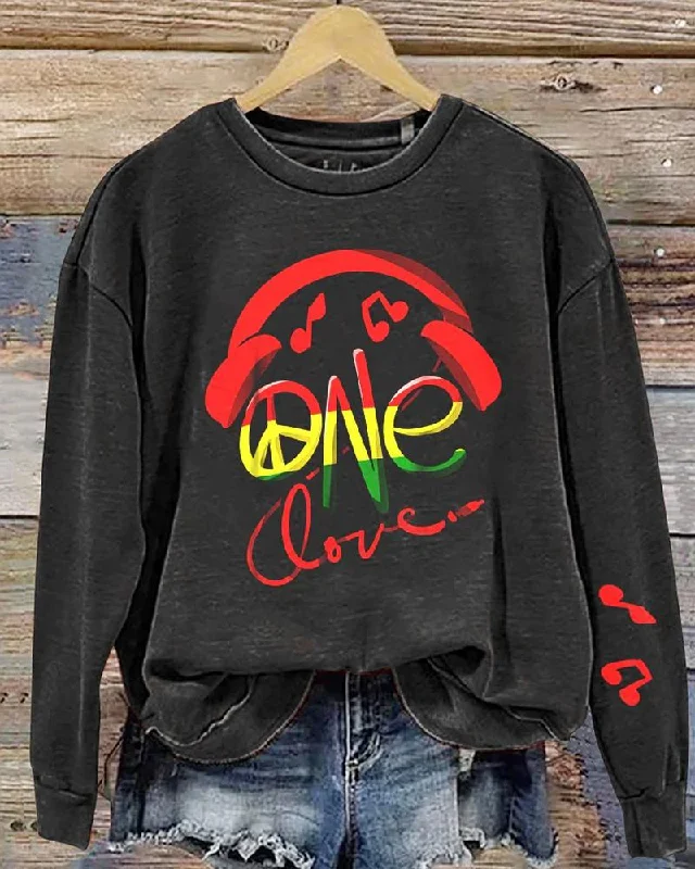 Black History Month Color Block Onelove Printed Round Neck Top