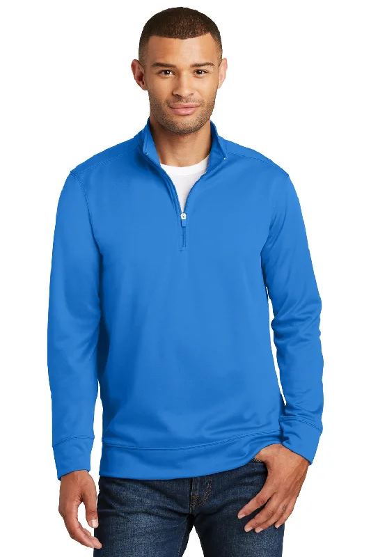 Port & Company Mens Dry Zone Performance Moisture Wicking Fleece 1/4 Zip Sweatshirt - Royal Blue