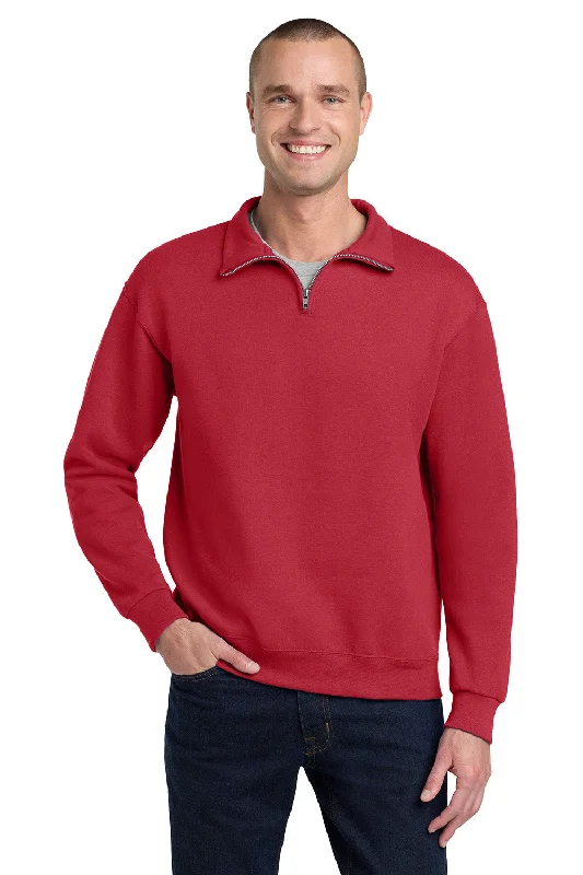 Jerzees Mens NuBlend Pill Resistant Fleece 1/4 Zip Sweatshirt - True Red