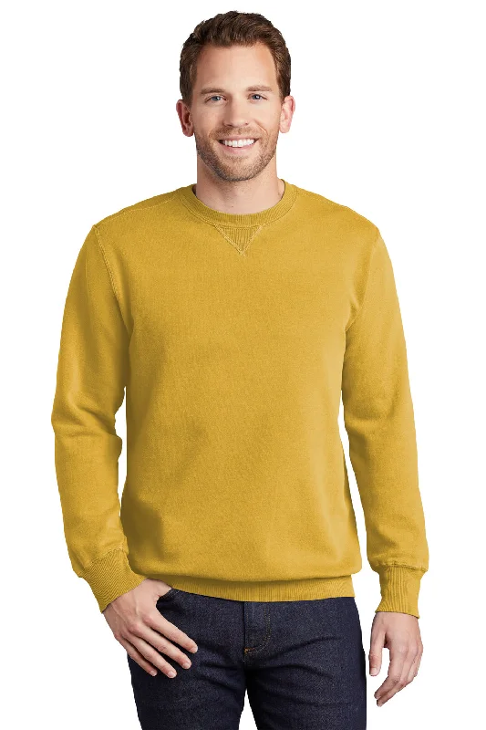 Port & Company Mens Beach Wash Fleece Crewneck Sweatshirt - Dijon Yellow