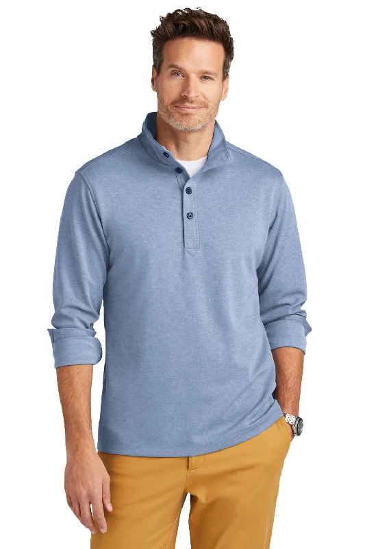 Brooks Brothers Mens 1/4 Button Down Sweatshirt - Heather Aegean Blue