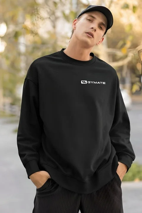 Mens Sports Sweatshirt Athletic Essentials Black [Chest white logo]