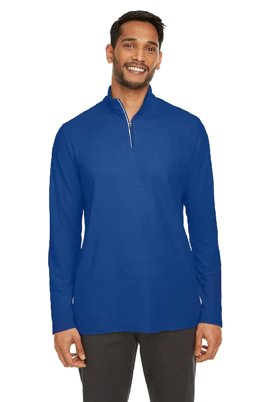 Core 365 Mens Fusion ChromaSoft Performance Moisture Wicking Pique 1/4 Zip Sweatshirt - True Royal Blue