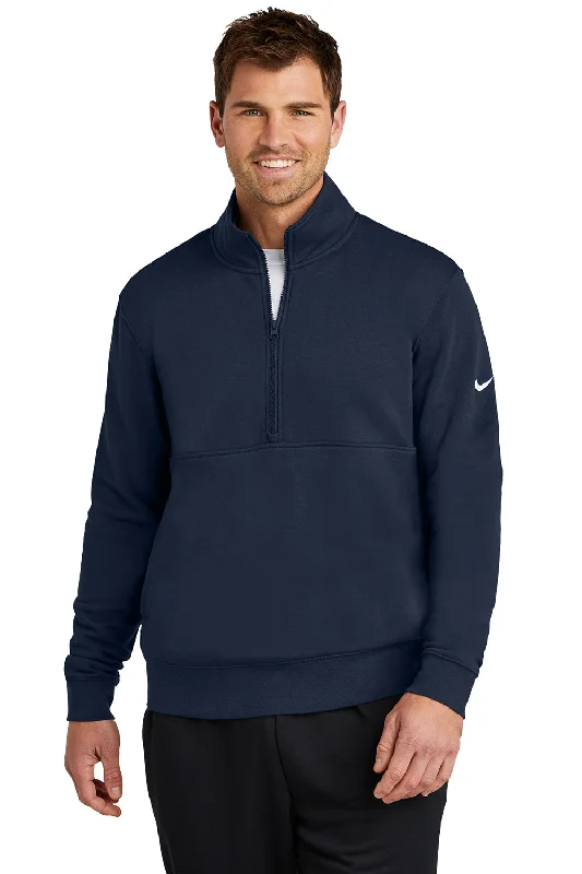 Nike Mens Club Fleece 1/4 Zip Sweatshirt w/ Pockets - Midnight Navy Blue