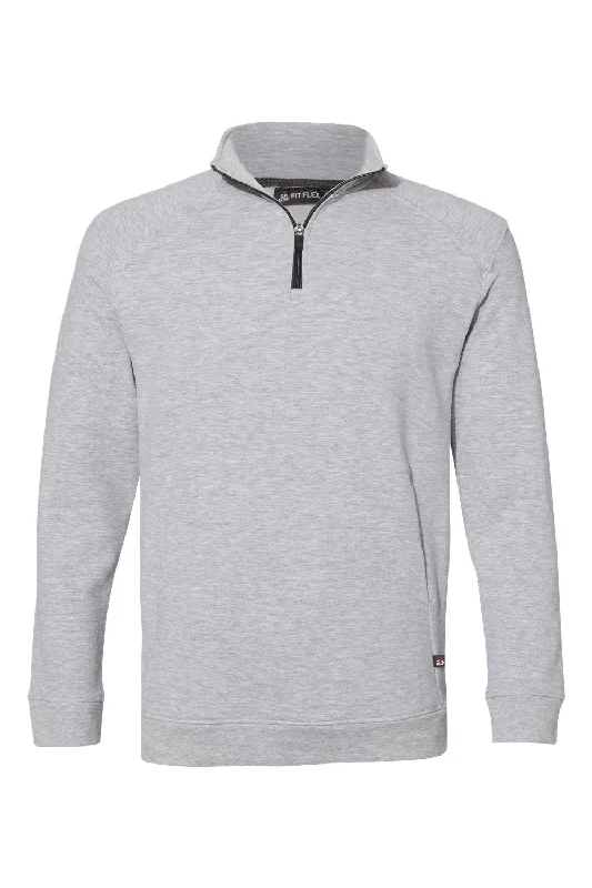 Badger Mens FitFlex Moisture Wicking 1/4 Zip Sweatshirt w/ Pockets - Oxford Grey - Closeout