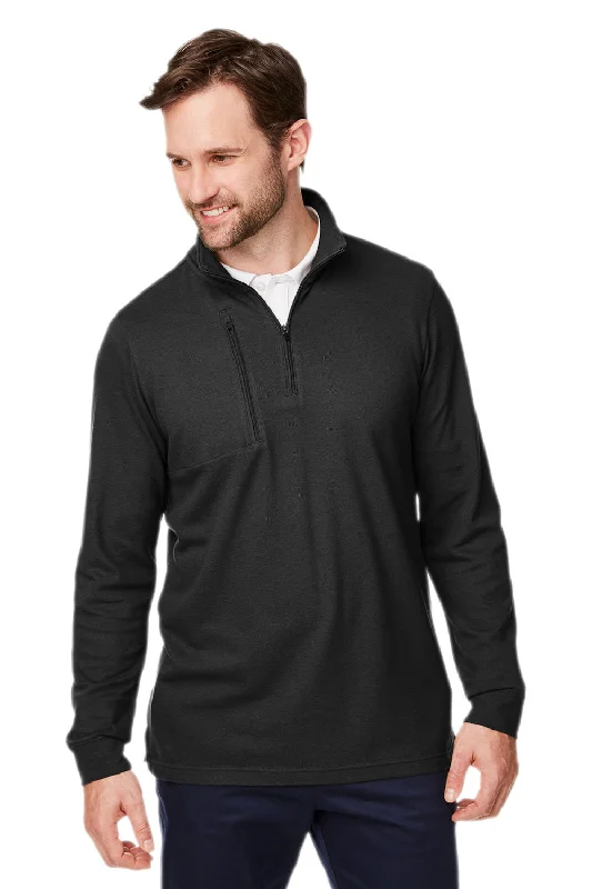 Devon & Jones Mens New Classics Performance Moisture Wicking 1/4 Zip Sweatshirt w/ Pocket - Black