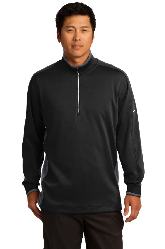 Nike Mens Dri-Fit Moisture Wicking 1/4 Zip Sweatshirt - Black/Dark Grey/White