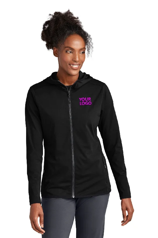 Sport-Tek Ladies Branded Circuit Hooded Full-Zip, Deep Black