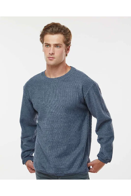 MV Sport Mens Corded Crewneck Sweatshirt - Navy Blue