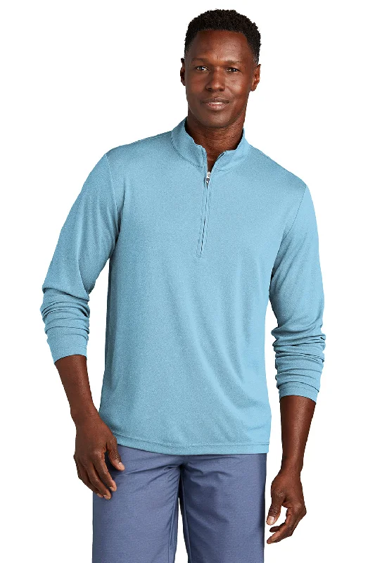 TravisMathew Mens Coto Performance Wrinkle Resistant 1/4 Zip Sweatshirt - Heather Brilliant Blue