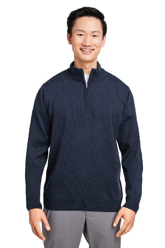 Harriton Mens Pilbloc Pill Resistant 1/4 Zip Sweatshirt - Dark Navy Blue