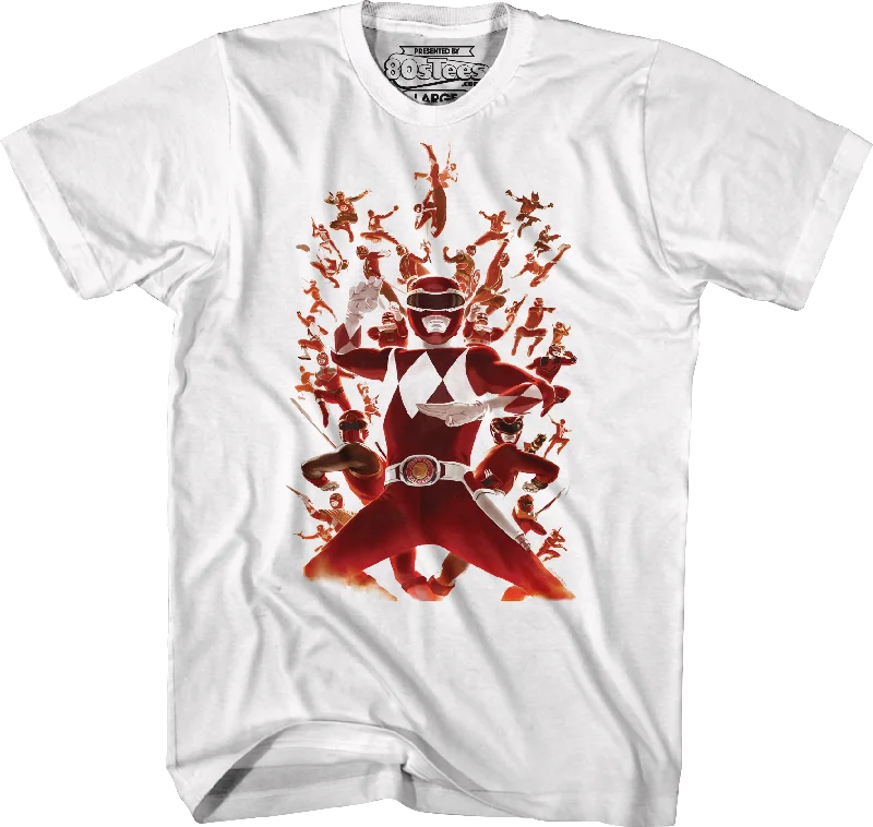 Red Ranger Collage Mighty Morphin Power Rangers T-Shirt