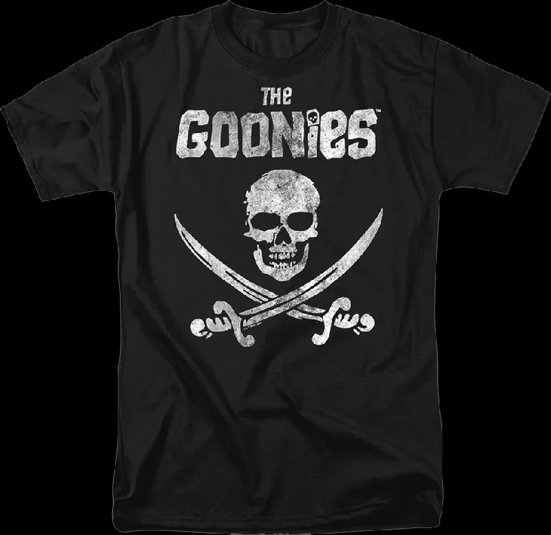 Black Vintage Skull & Crossed Swords Goonies T-Shirt