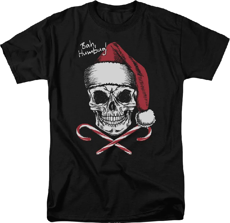 Skull And Candy Canes Bah Humbug T-Shirt