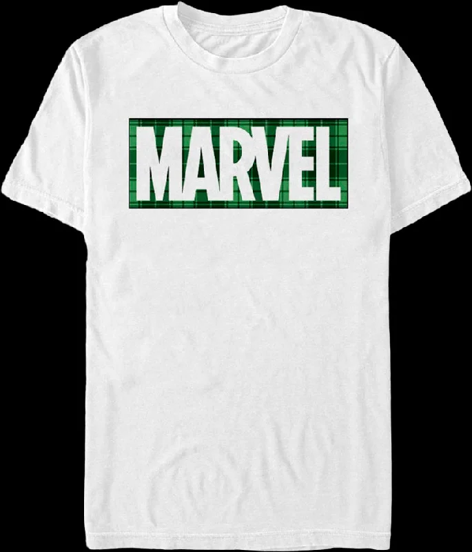 Green Plaid Logo Marvel Comics T-Shirt