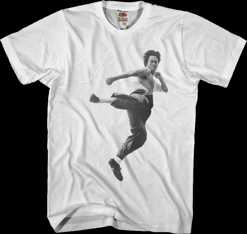 Black and White Motion Kick Bruce Lee T-Shirt