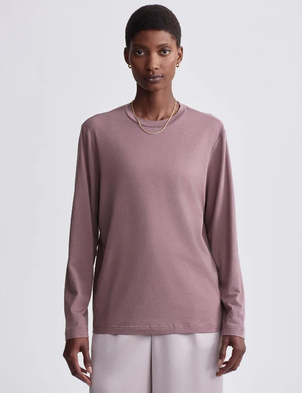 Leah Long Sleeve Boyfriend Tee - Deep Taupe