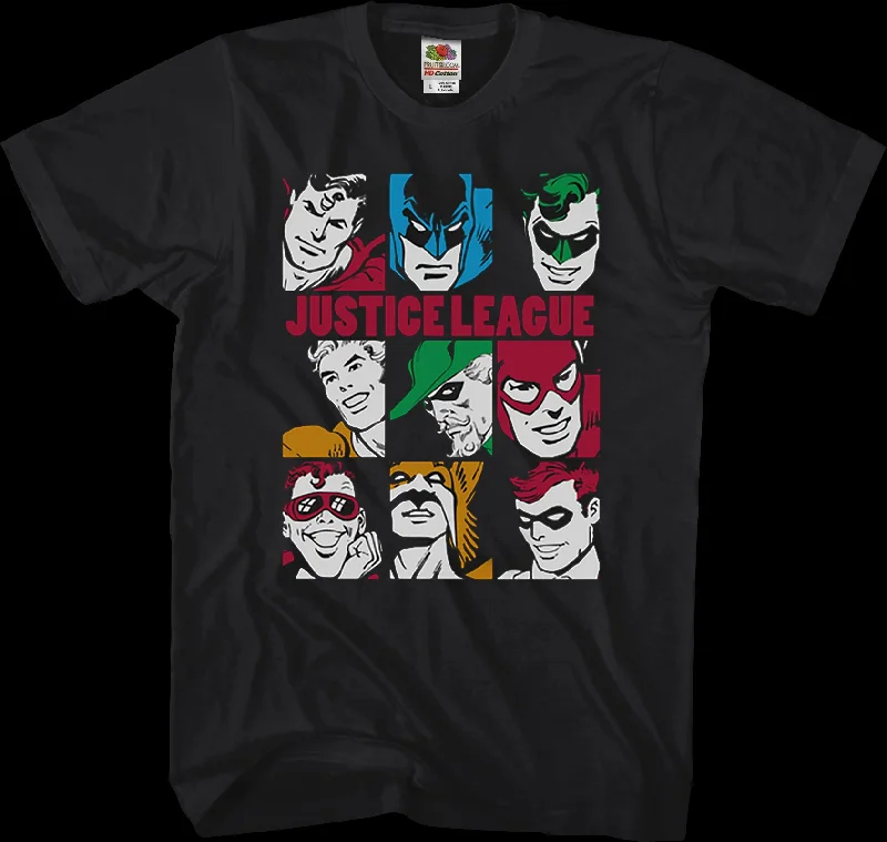 Hero Faces Justice League T-Shirt