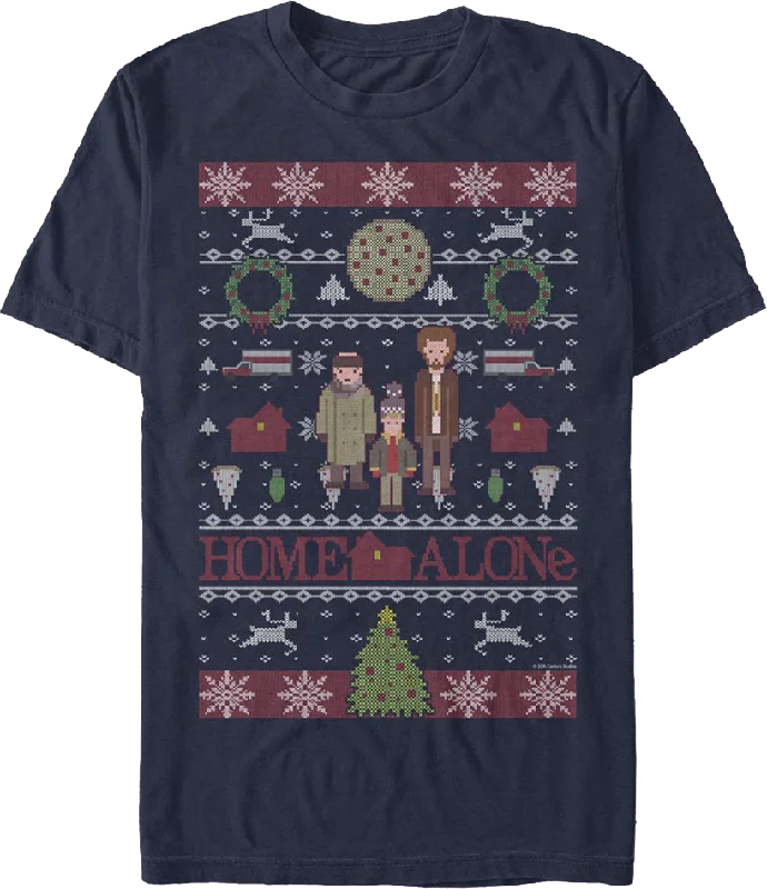 Faux Ugly Christmas Sweater Home Alone T-Shirt