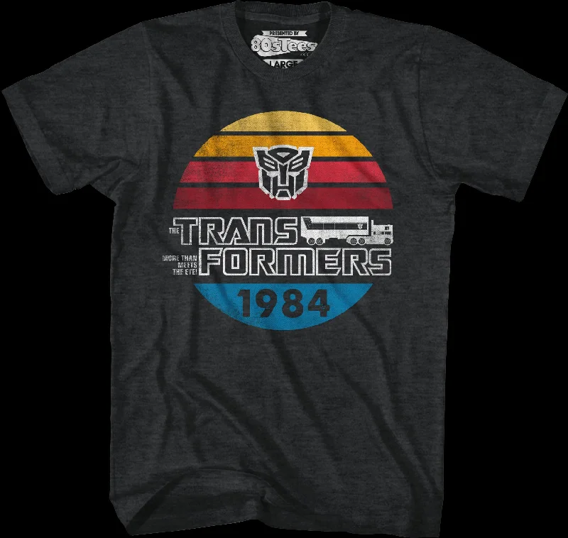 Retro 1984 Stripes Autobots Logo Transformers T-Shirt