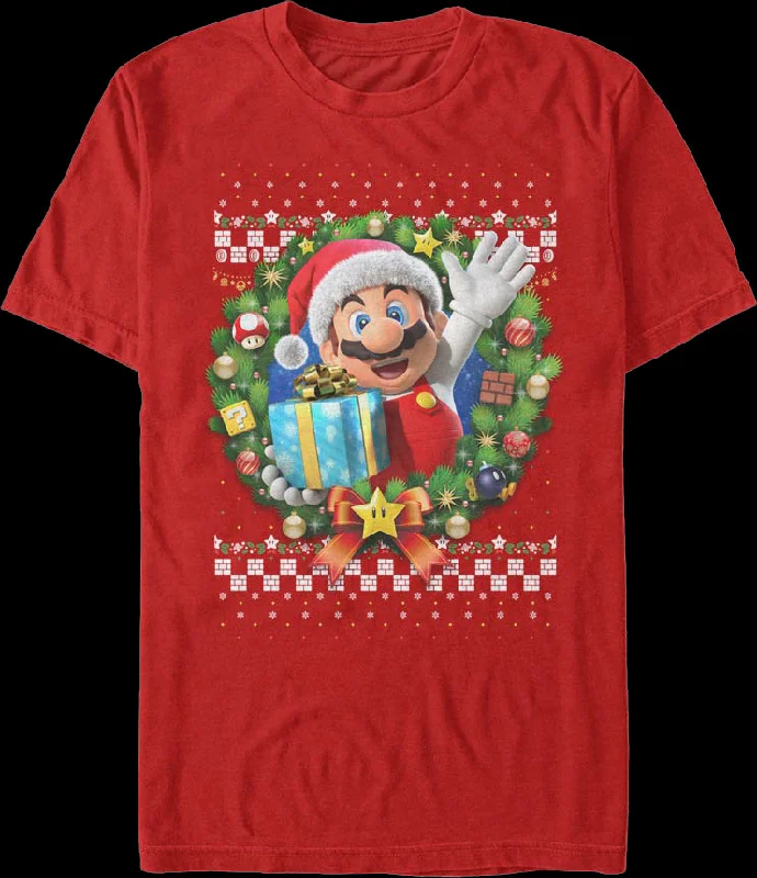 Mario Christmas Wreath Nintendo T-Shirt