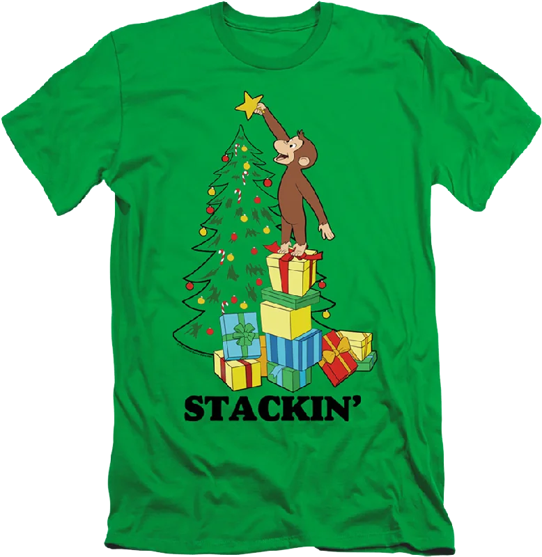 Stackin' Curious George Christmas T-Shirt