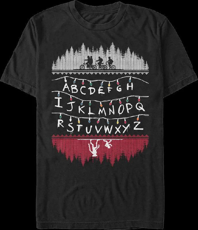 Faux Ugly Knit Christmas Lights Stranger Things T-Shirt