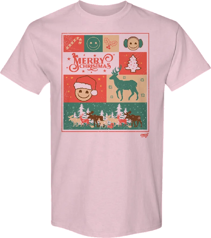 Merry Christmas Collage Emoji T-Shirt