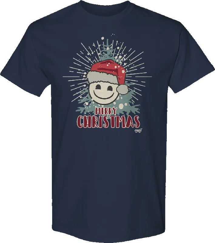 Merry Christmas Smiley Face Emoji T-Shirt