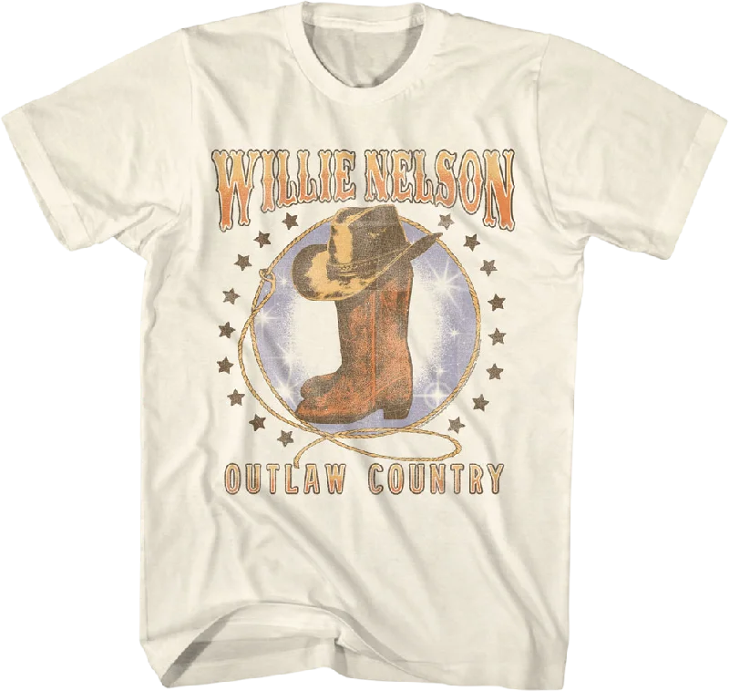 Outlaw Country Boots & Hat Willie Nelson T-Shirt