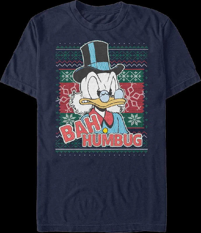 Scrooge McDuck Bah Humbug Faux Ugly Christmas Sweater Disney T-Shirt