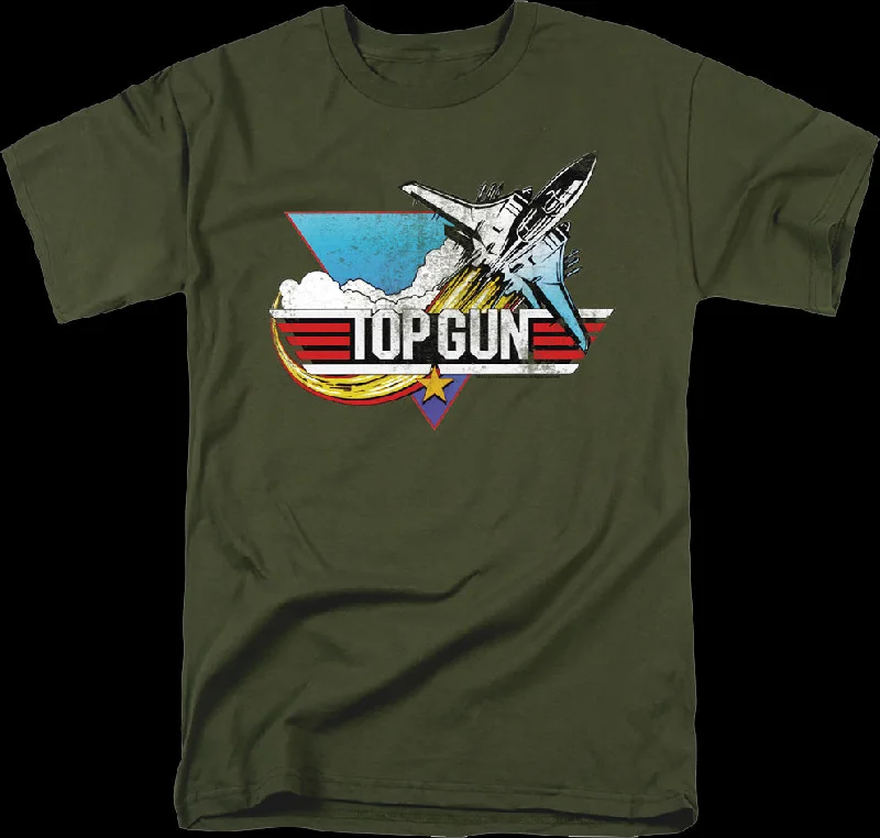 Military Green Vintage Logo Top Gun T-Shirt