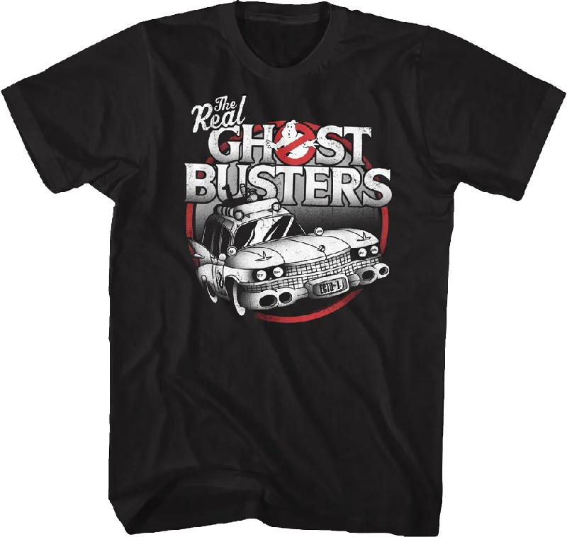 Black and White Ecto-1 Real Ghostbusters T-Shirt