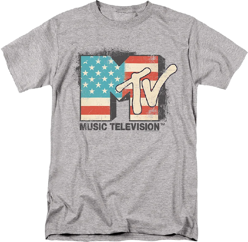 Vintage American Flag Logo MTV T-Shirt