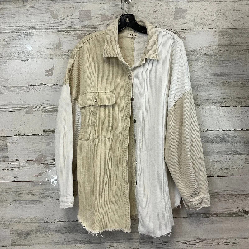 Jacket Shirt By Pol In Cream, Size: S