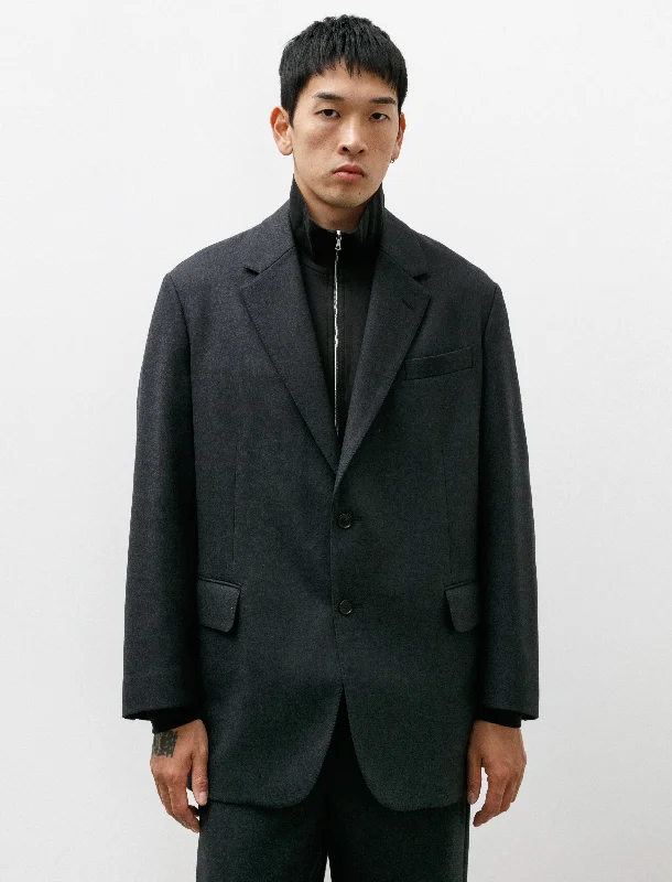 Light Melton Jacket Top Charcoal