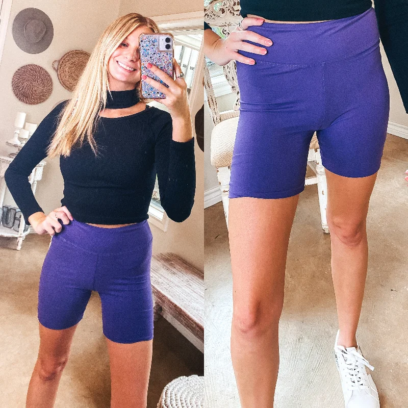 Finish Strong High Waist Biker Shorts in Purple