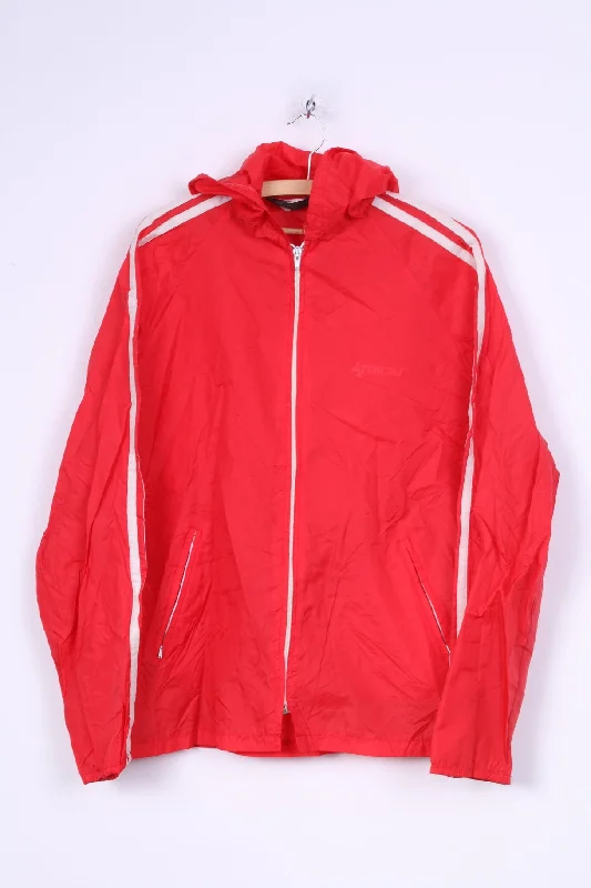 Monark Sport Ab Mens 6 Jacket Red Full Zipper Hooded Nylon Waterproof