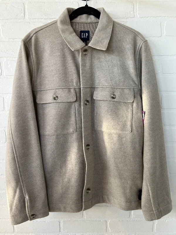 Jacket Shirt By Gap In Tan, Size: S