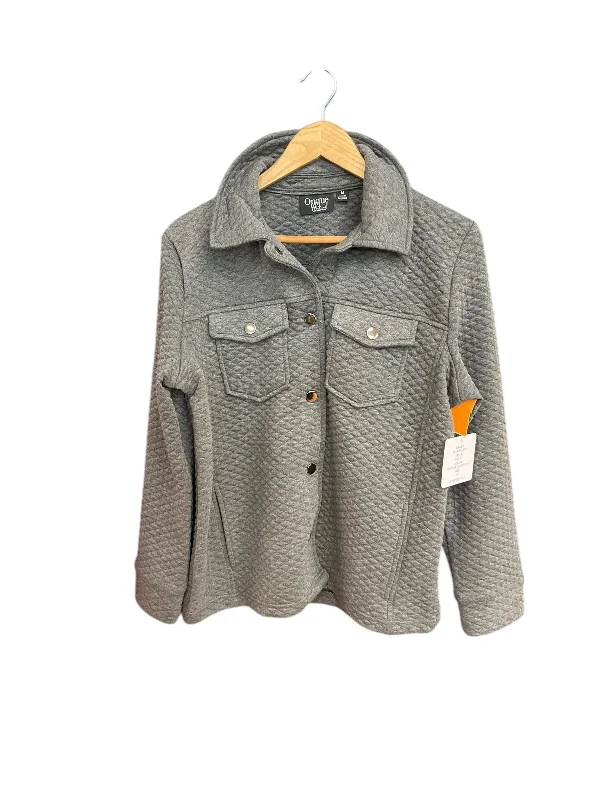 Jacket Shirt By Onque In Grey, Size: M