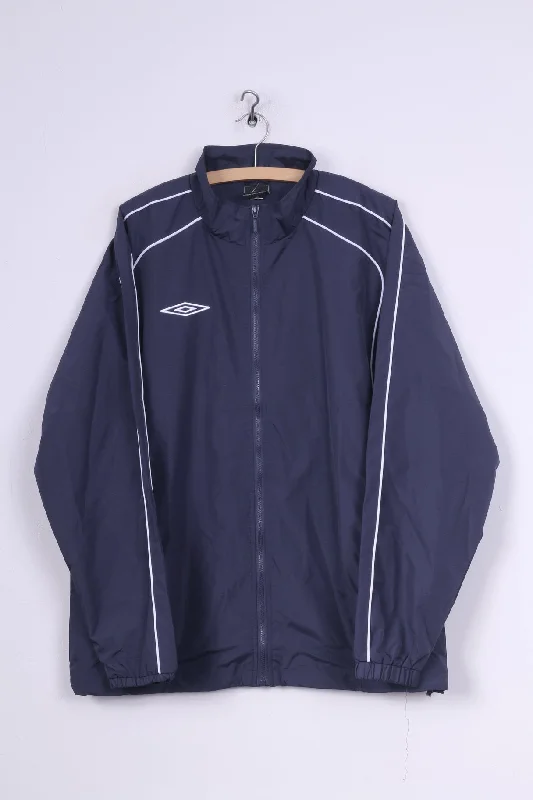 Umbro Mens L Jacket Navy Zip Up Lightweight Football Sport Top