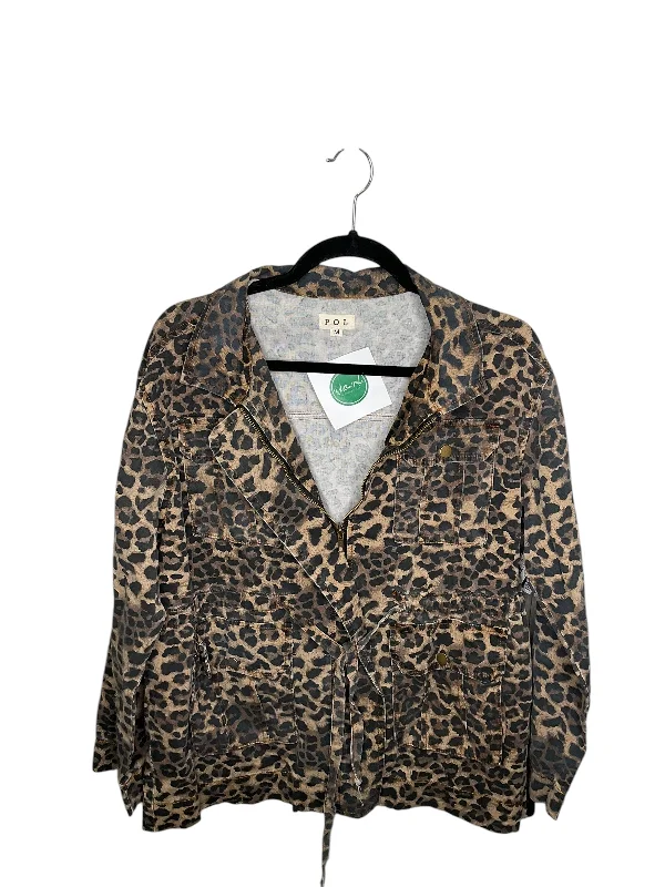 Jacket Utility By Pol In Animal Print, Size: M