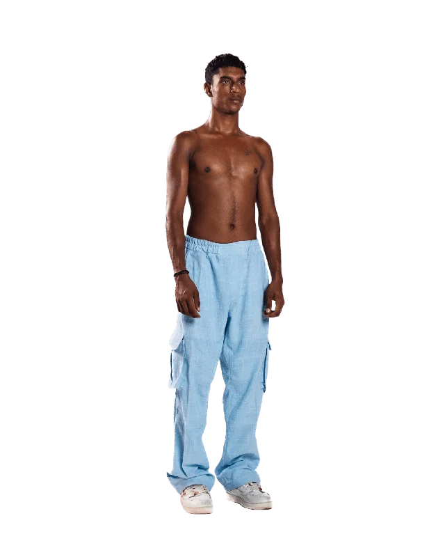 SKY BLUE KHADDAR CARGO PANTS