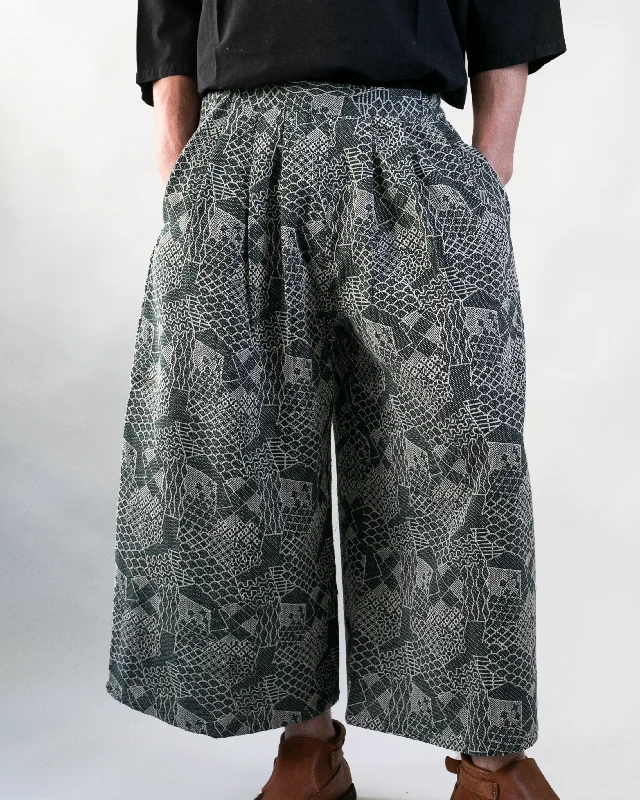 Wa-Modern Wide Pants, Jacquard Weave