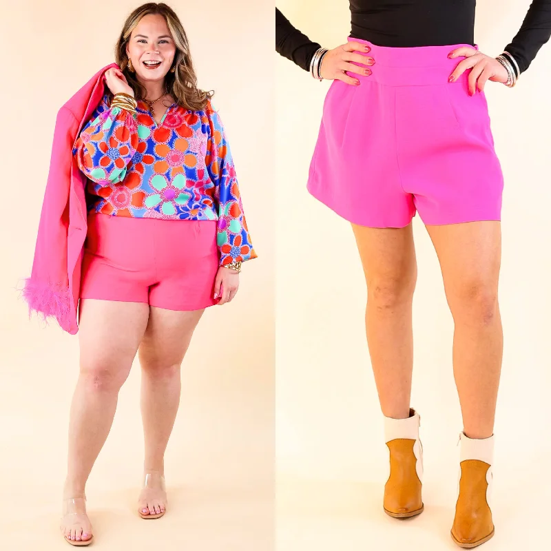 BuddyLove | Renzo High-Waisted Shorts in Azalea (Hot Pink)