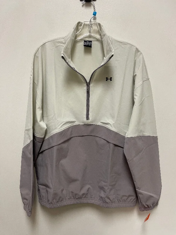 Jacket Windbreaker By Under Armour In Grey & White, Size: Xs