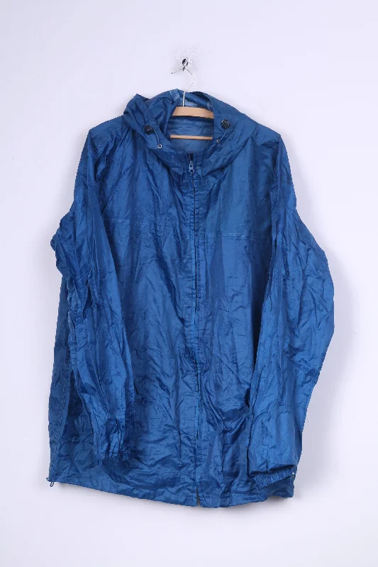 Urban Espace Unisex XL Rain Jacket Waterproof Blue Full Zipper