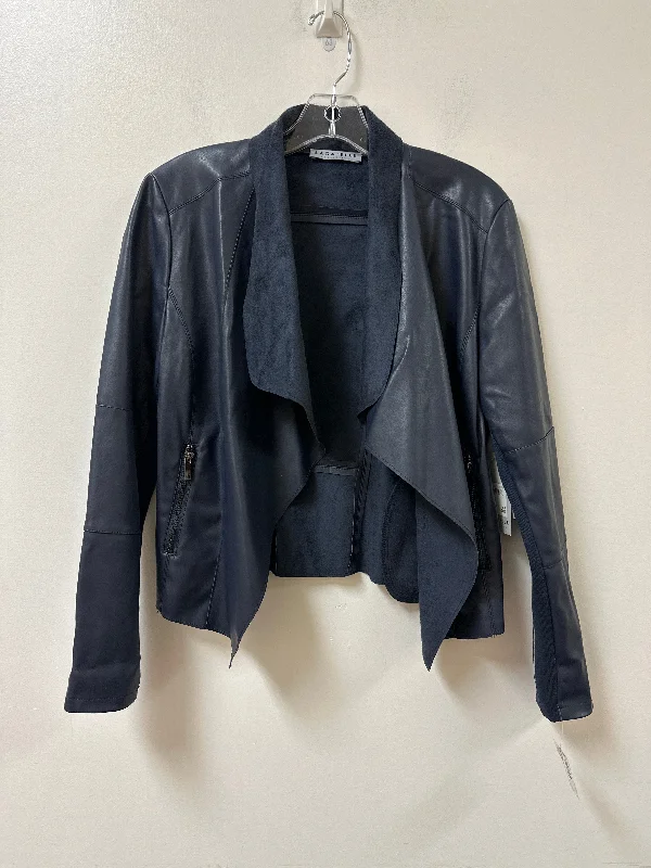 Jacket Moto By Clothes Mentor In Navy, Size: S