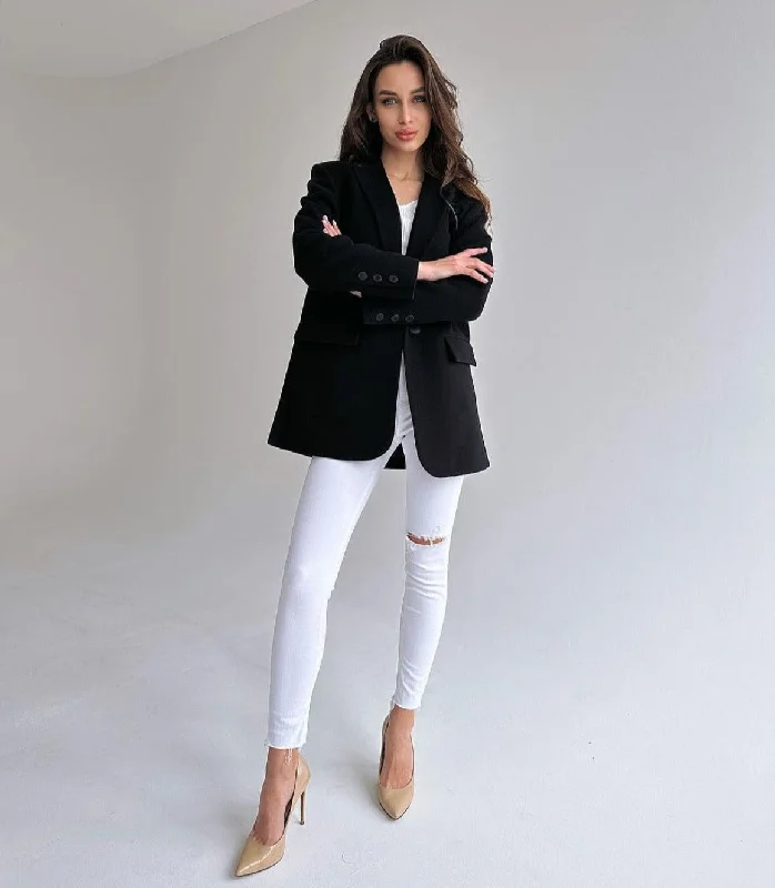 Wool Blend Blazer Jacket