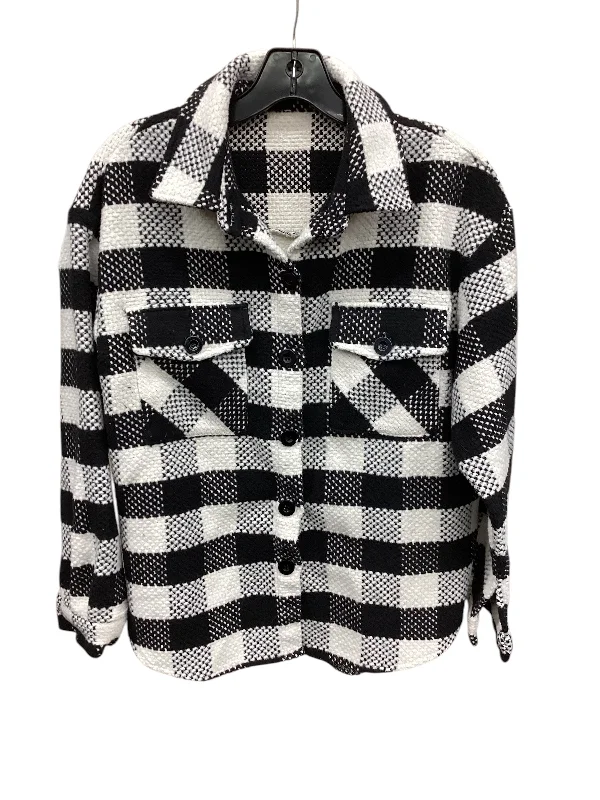 Jacket Shirt By Clothes Mentor In Black & White, Size: S